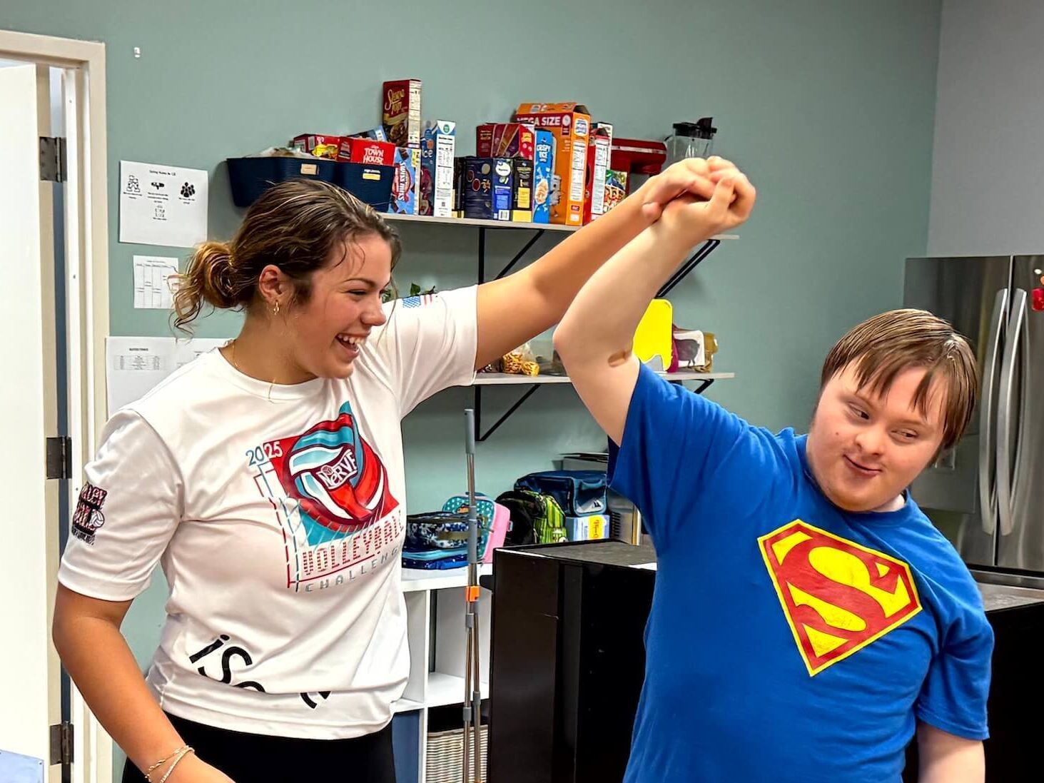 Client dancing at day support